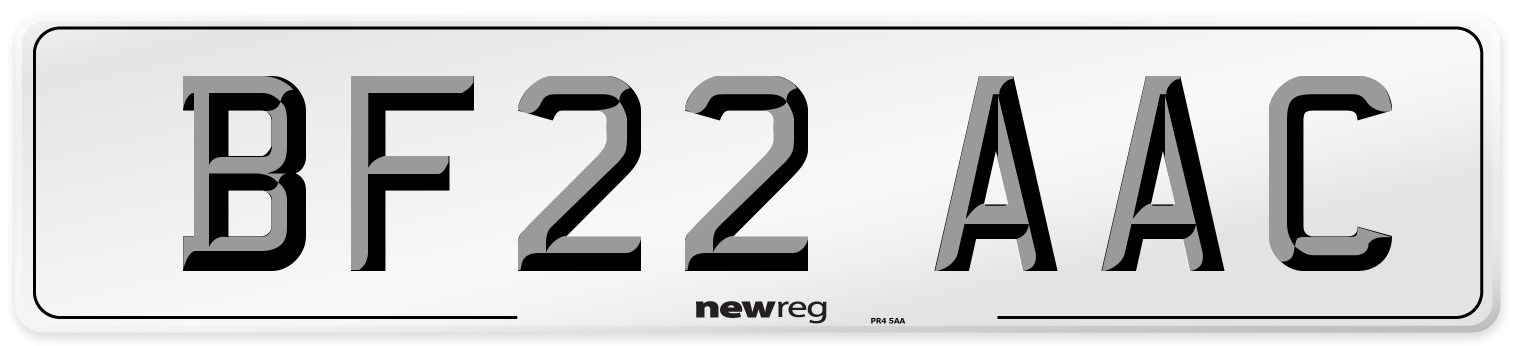 BF22 AAC Number Plate from New Reg
